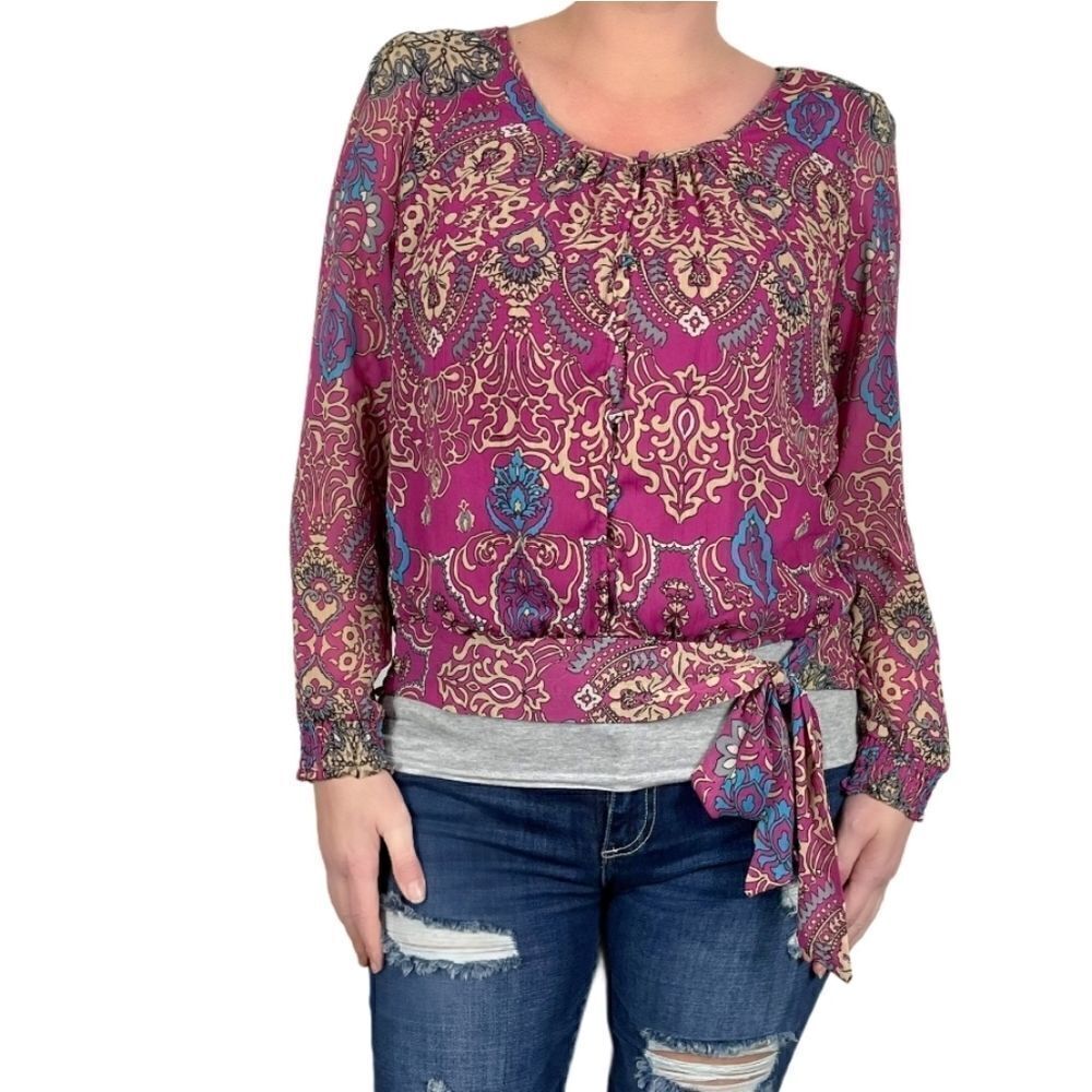Zac & Rachel Paisley Tie Waist Blouse Top